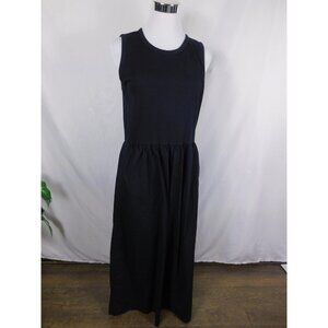 J.Crew Dress Womens Medium Black Mixed Media Sleeveless Midi Poplin Knit Bodice